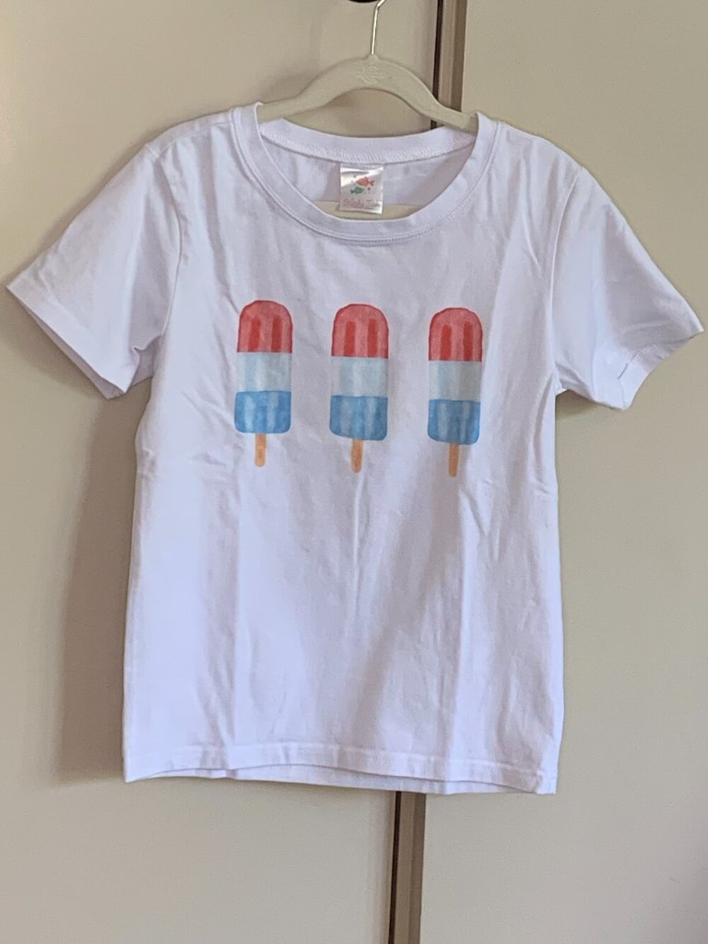 Stitchy Fish Patriotic Popsicle Tee | Kids Small | Red White & Blue 4th of July